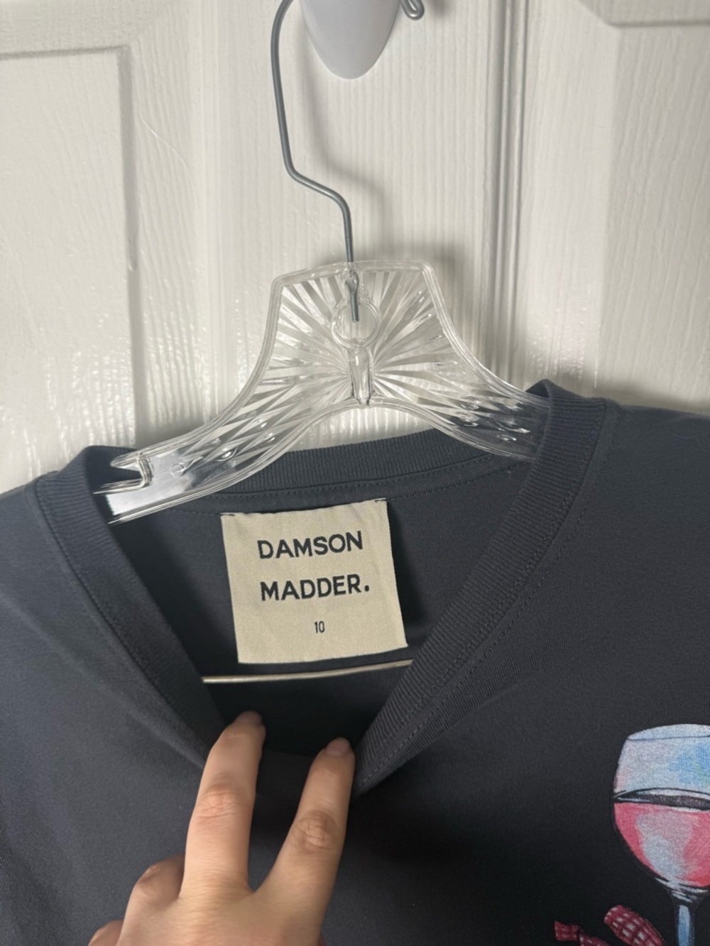 Damson Madder Rose Wine Long Sleeve Tee in Charcoal 6 - Picture 7 of 7